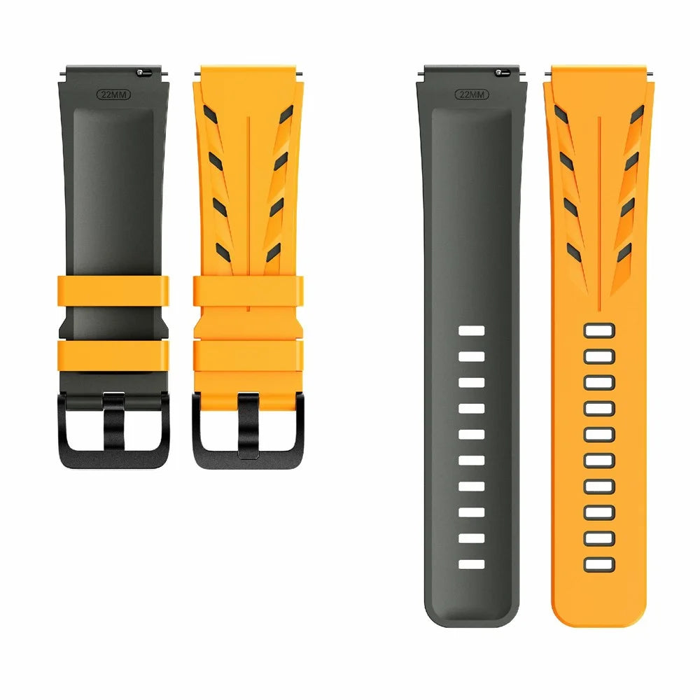 Dual Color Strap for Huawei Watch GT 6 46mm / GT 5 46mm / GT 5 Pro 46mm 22mm Sports Watch Band - Yellow / Grey - 5