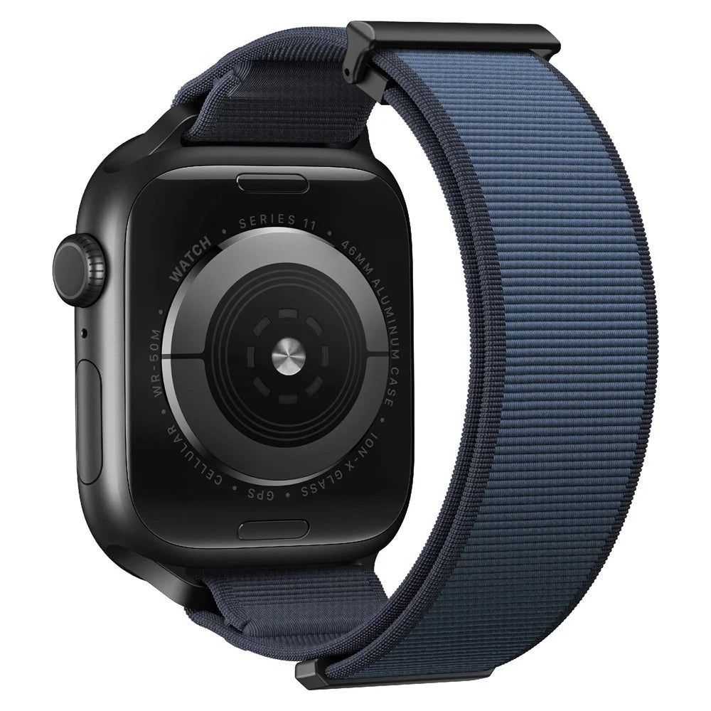 Magnetic Nylon Watch Strap for Apple Watch Series 11 10 42mm / 9 8 7 41mm / SE3 SE2 SE 6 5 4 40mm / 3 2 1 38mm Sport Loop Band - Iron Anchor Blue - 1