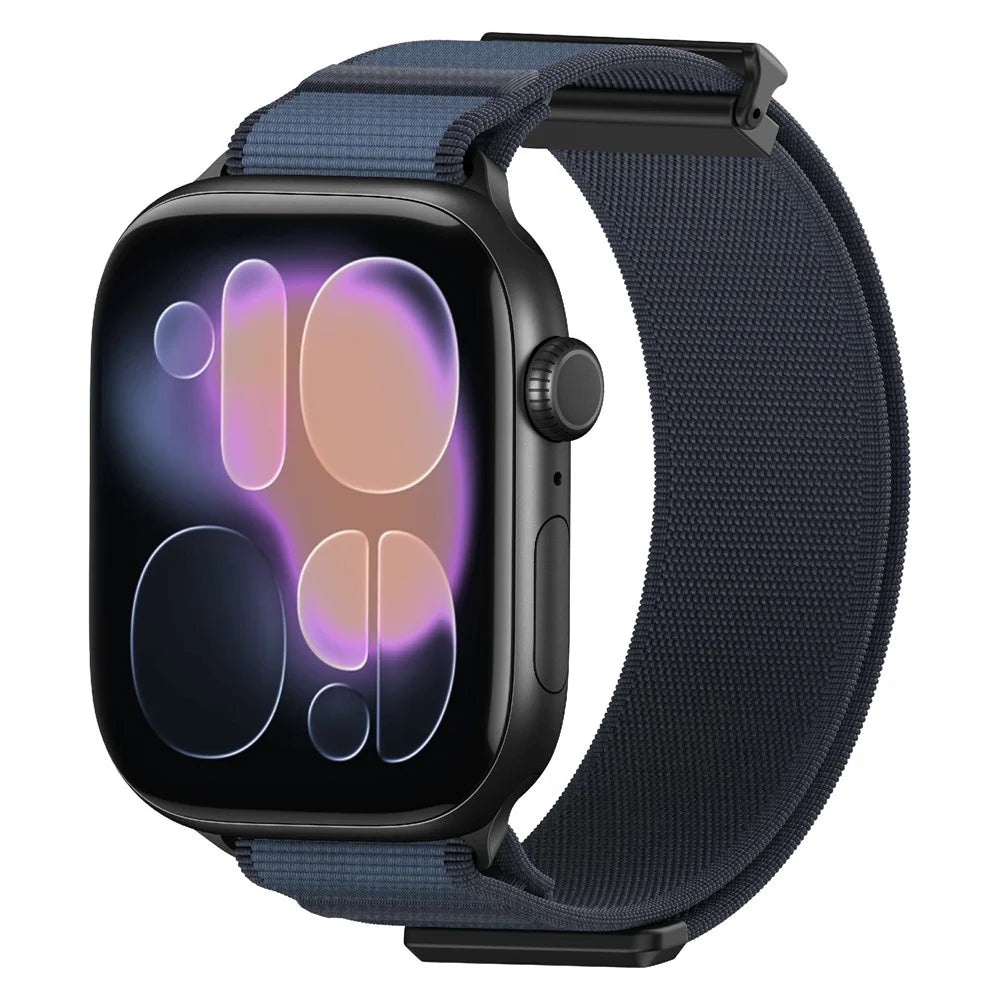 Magnetic Nylon Watch Strap for Apple Watch Series 11 10 42mm / 9 8 7 41mm / SE3 SE2 SE 6 5 4 40mm / 3 2 1 38mm Sport Loop Band - Iron Anchor Blue - 2