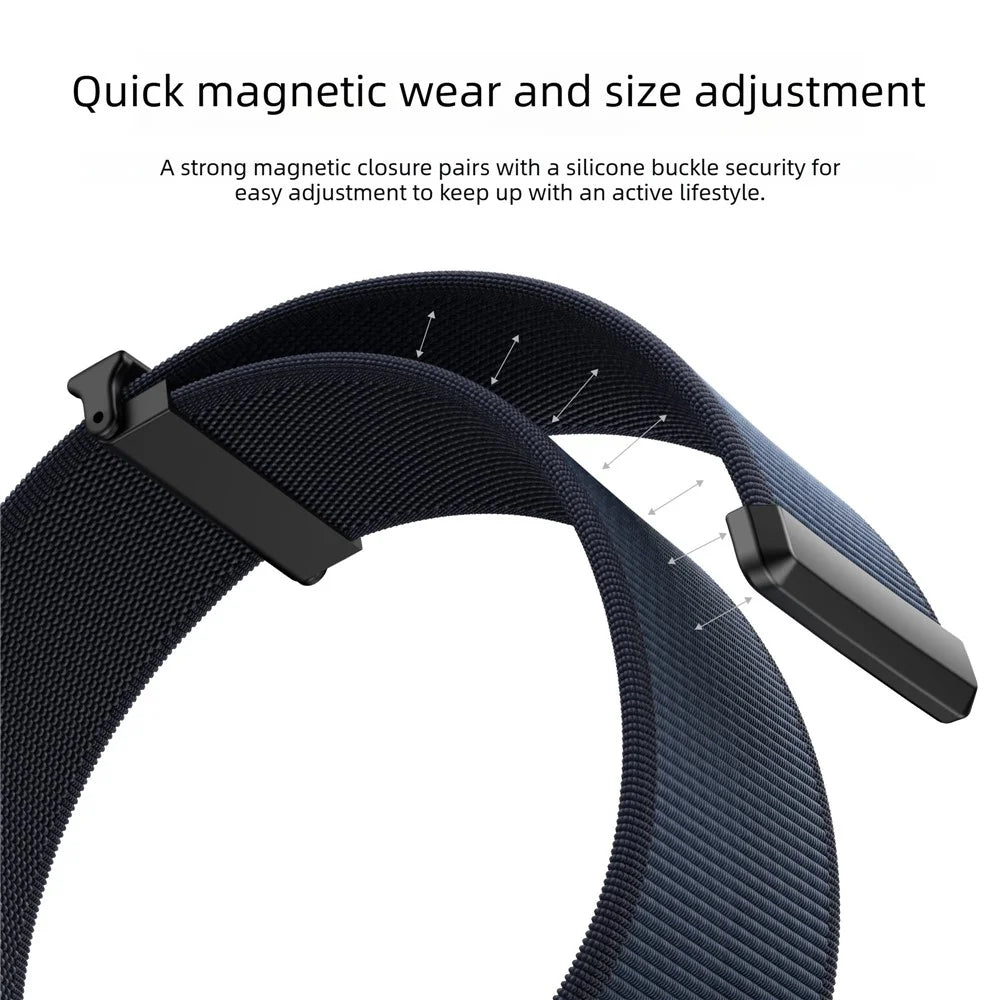 Magnetic Nylon Watch Strap for Apple Watch Ultra 3 2 1 49mm / Series 11 10 46mm / 9 8 7 45mm / SE3 SE2 SE 6 5 4 44mm / 3 2 1 42mm Sport Loop Band - Iron Anchor Blue - 4