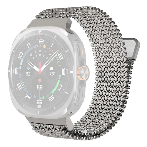 Stainless Steel Magnetic Strap for Samsung Galaxy Watch8 40mm / 44mm / Watch8 Classic 46mm Breathable Metal Watch Band - Titanium - 1