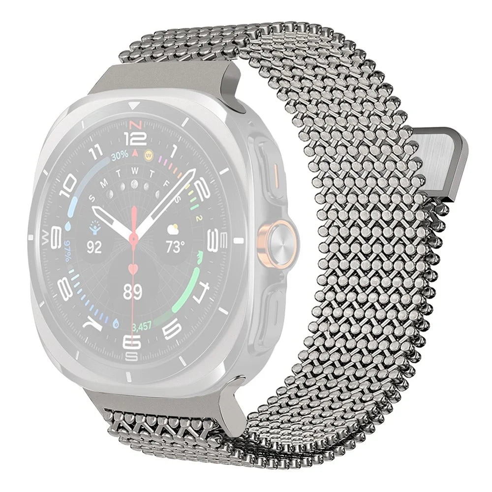 Stainless Steel Magnetic Strap for Samsung Galaxy Watch8 40mm / 44mm / Watch8 Classic 46mm Breathable Metal Watch Band - Titanium - 1
