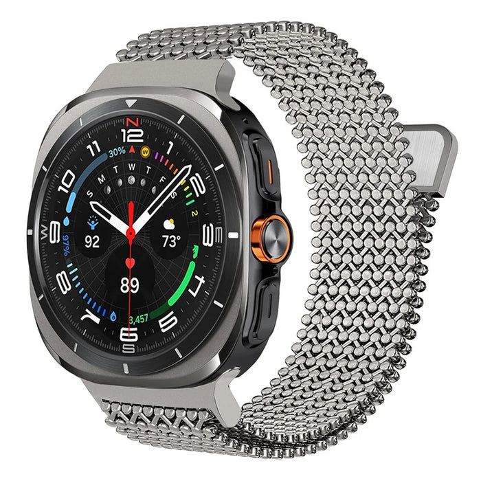 Stainless Steel Magnetic Strap for Samsung Galaxy Watch8 40mm / 44mm / Watch8 Classic 46mm Breathable Metal Watch Band - Titanium - 2