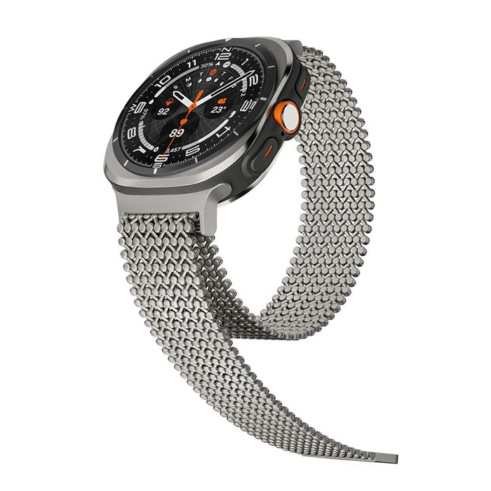 Stainless Steel Magnetic Strap for Samsung Galaxy Watch8 40mm / 44mm / Watch8 Classic 46mm Breathable Metal Watch Band - Titanium - 3