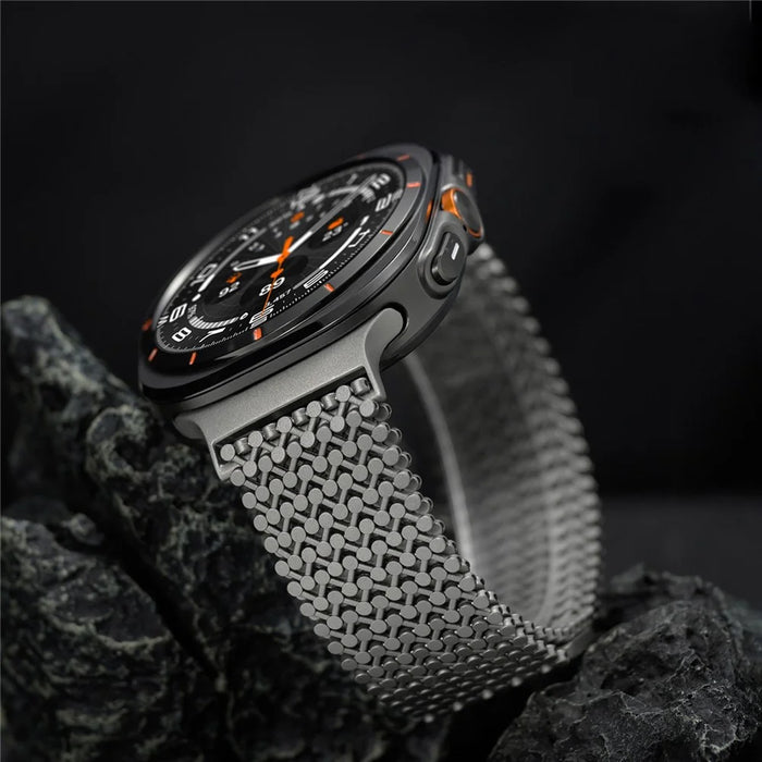 Stainless Steel Magnetic Strap for Samsung Galaxy Watch8 40mm / 44mm / Watch8 Classic 46mm Breathable Metal Watch Band - Titanium - 5