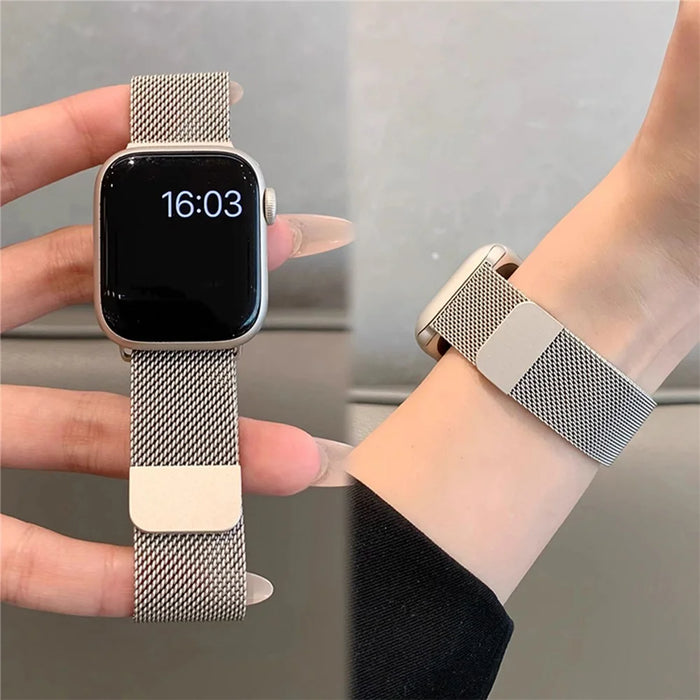 Stainless Steel Magnetic Strap for Samsung Galaxy Watch8 40mm / 44mm / Watch8 Classic 46mm Breathable Metal Watch Band - Titanium - 7