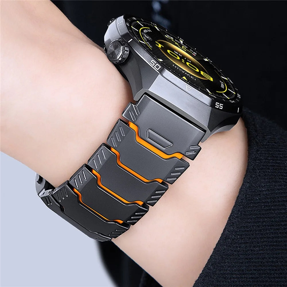 22mm Universal Titanium Alloy Silicone Watch Band with Magnetic Buckle for Huawei Watch GT 5 Pro 46mm  /  Samsung Galaxy Watch 3 45mm  /  Amazfit GTR 4 - Black  /  Orange - 4