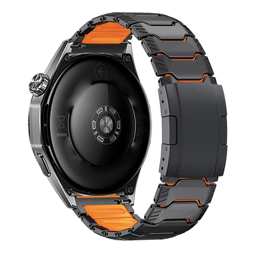 22mm Universal Metal Silicone Watch Band with Turtle Shell Buckle for Huawei Watch GT 5 Pro 46mm  /  GT4 46mm  /  Samsung Galaxy Watch3 45mm - Black  /  Orange - 1
