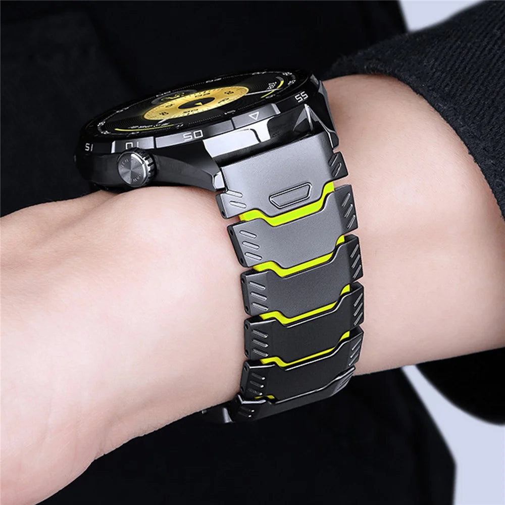 22mm Universal Metal Silicone Watch Band with Turtle Shell Buckle for Huawei Watch GT 5 Pro 46mm  /  GT4 46mm  /  Samsung Galaxy Watch3 45mm - Black  /  Orange - 2