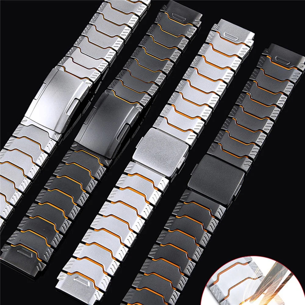 22mm Universal Metal Silicone Watch Band with Turtle Shell Buckle for Huawei Watch GT 5 Pro 46mm  /  GT4 46mm  /  Samsung Galaxy Watch3 45mm - Black  /  Orange - 3