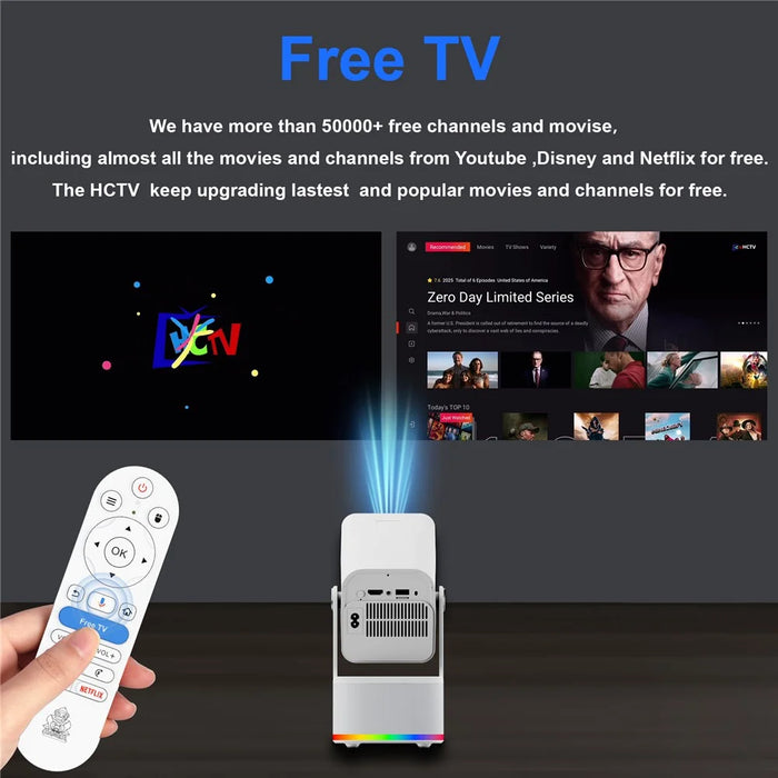 HCS350 PLUS 1080P 450 ANSI Android 11 Portable Projector Karaoke Speaker Home Cinema with Microphone and Game Controller Set - US Plug - 5
