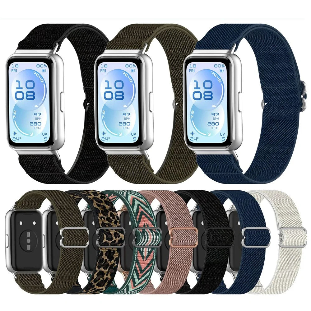 Elastic Wrist Strap for Huawei Band 11 Pro NFC / 11 NFC / 11 Pro / 11 Nylon Braided Watch Band with Slide Clasp - Leopard Print - 4