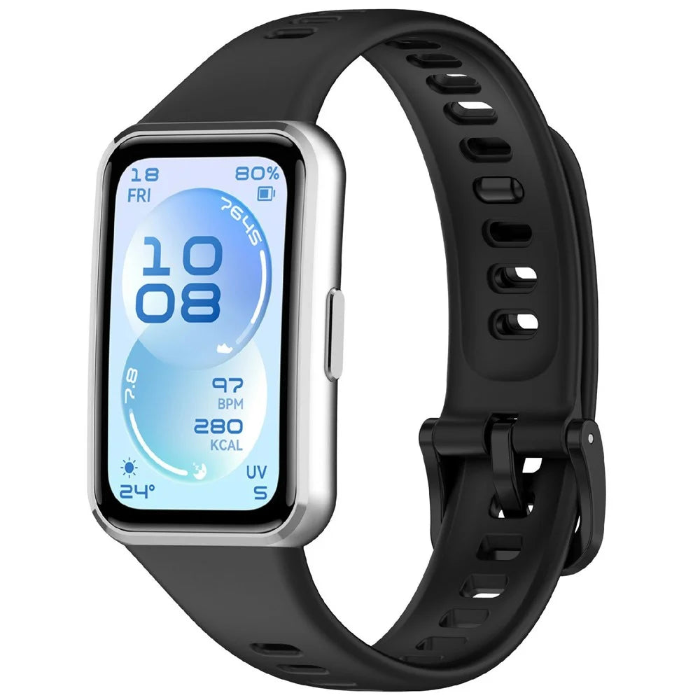 For Huawei Band 11 / 11 Pro Replacement Watch Strap Soft Silicone Glossy Wristband - Black - 2