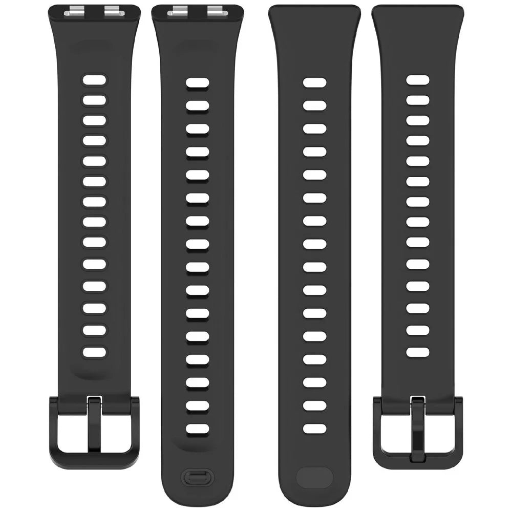 For Huawei Band 11 / 11 Pro Replacement Watch Strap Soft Silicone Glossy Wristband - Black - 3