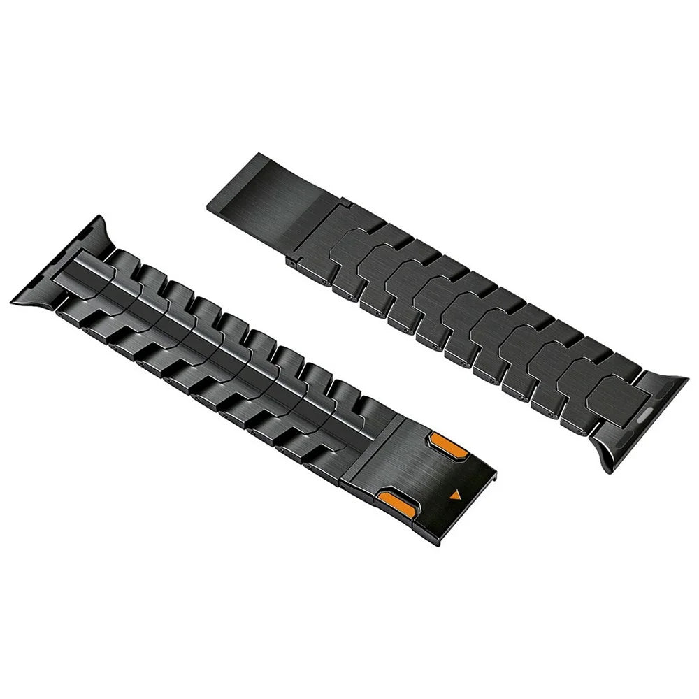 Titanium Alloy Strap for Apple Watch Ultra 3 2 1 49mm  /  Series 11 10 46mm  /  9 8 7 45mm  /  SE3 SE2 SE 6 5 4 44mm  /  3 2 1 42mm Magnetic Metal Band - Black - 2