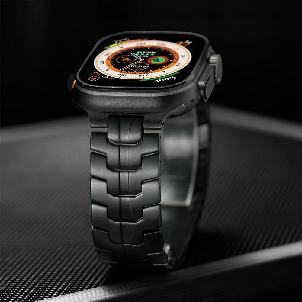 Titanium Alloy Strap for Apple Watch Ultra 3 2 1 49mm  /  Series 11 10 46mm  /  9 8 7 45mm  /  SE3 SE2 SE 6 5 4 44mm  /  3 2 1 42mm Magnetic Metal Band - Black - 5