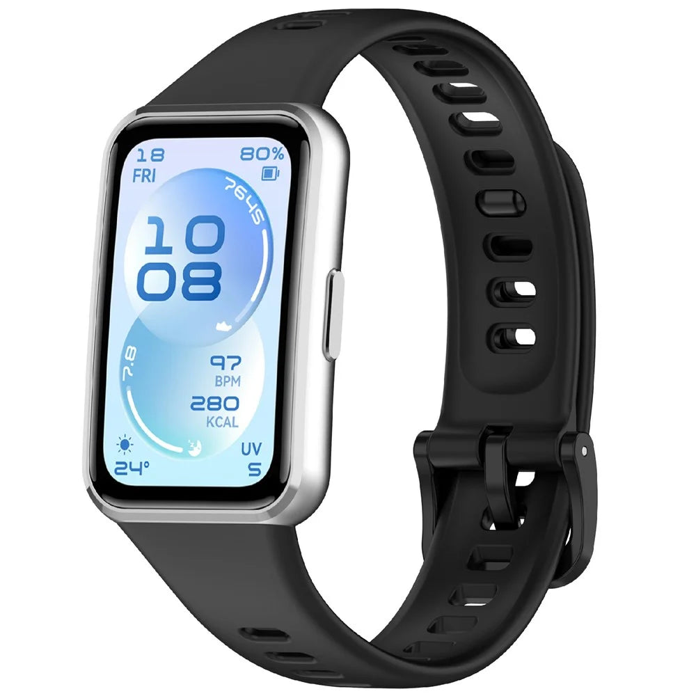 For Huawei Band 11 / Band 11 Pro Silicone Strap Metal Connector Sports Watch Band - Black - 2