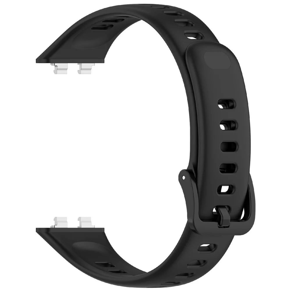 For Huawei Band 11 / Band 11 Pro Silicone Strap Metal Connector Sports Watch Band - Black - 3