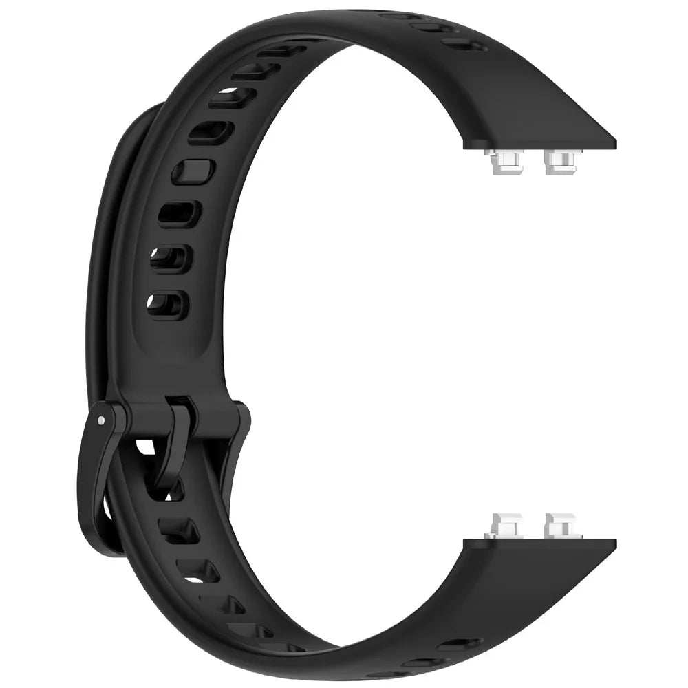 For Huawei Band 11 / Band 11 Pro Silicone Strap Metal Connector Sports Watch Band - Black - 4