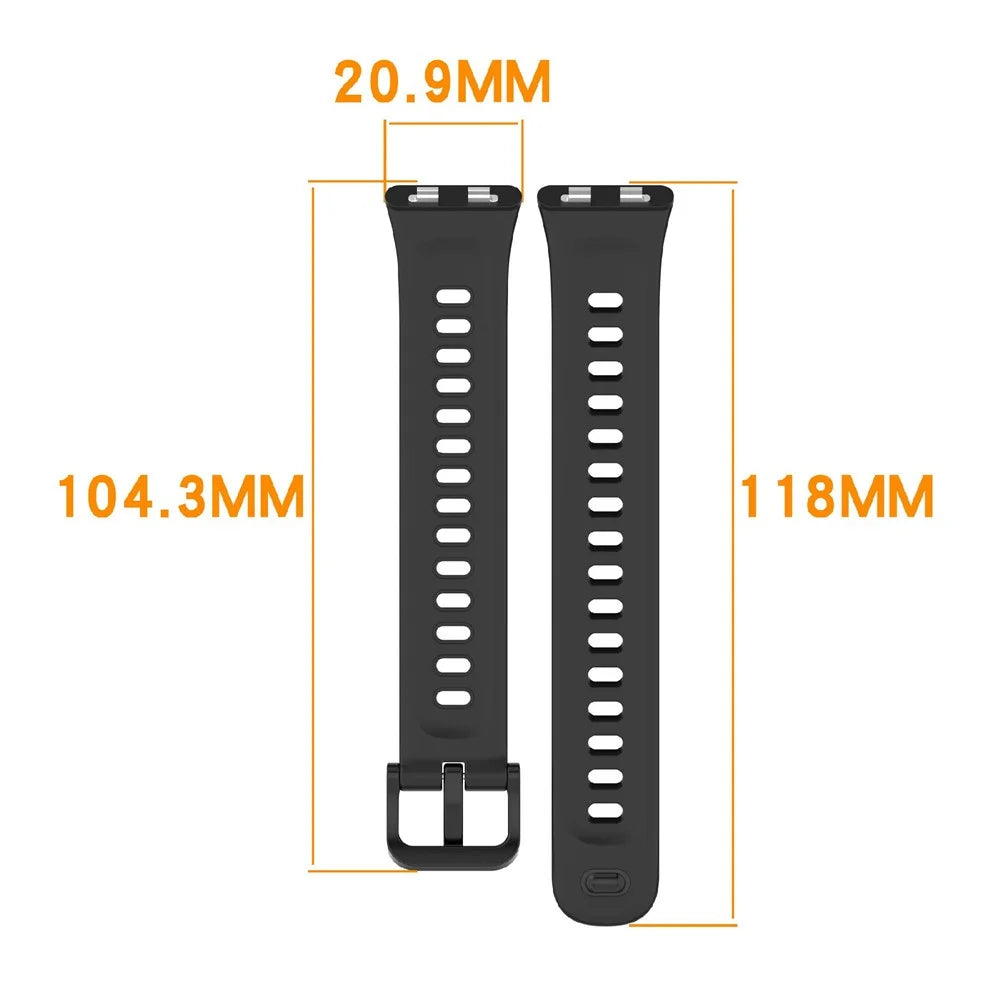 For Huawei Band 11 / Band 11 Pro Silicone Strap Metal Connector Sports Watch Band - Black - 6