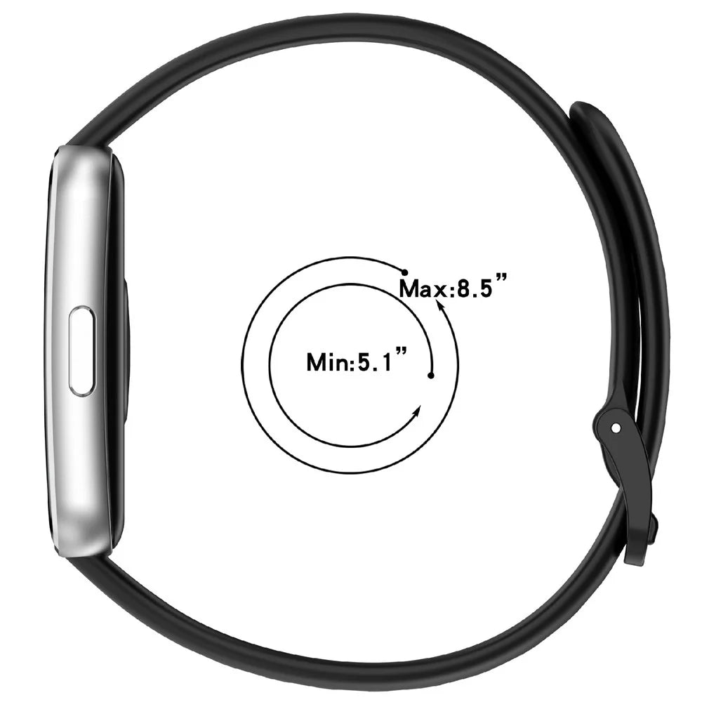 For Huawei Band 11 / Band 11 Pro Silicone Strap Metal Connector Sports Watch Band - Black - 7