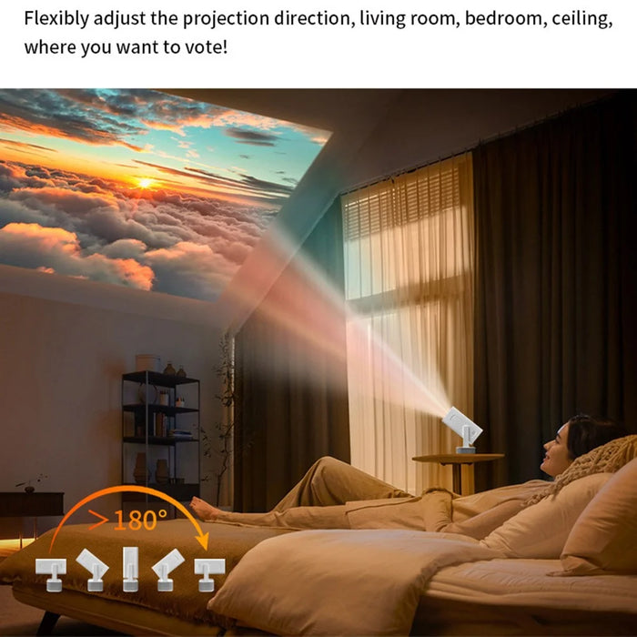 IMC360 1GB+8GB LCD Projector Autofocus 1080P HD WiFi 6 Home Cinema Projector, Dual Speakers, Cloth Coating Base - White  /  EU Plug - 3
