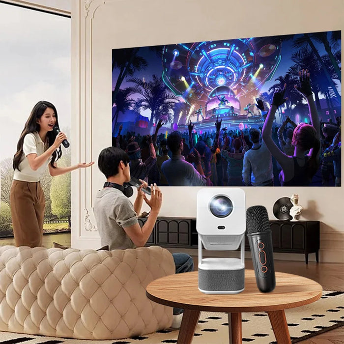 IMC360 1GB+8GB LCD Projector Autofocus 1080P HD WiFi 6 Home Cinema Projector, Dual Speakers, Cloth Coating Base - White  /  EU Plug - 4