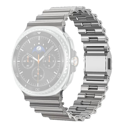 Magnetic Strap for Samsung Galaxy Watch8 44mm / 40mm / Watch8 Classic 46mm Ocean Wave Stainless Steel Watch Band - Grey - 1