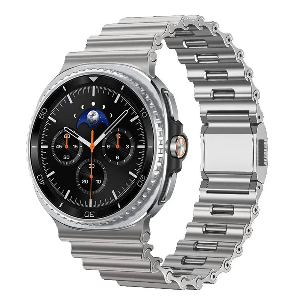 Magnetic Strap for Samsung Galaxy Watch8 44mm / 40mm / Watch8 Classic 46mm Ocean Wave Stainless Steel Watch Band - Grey - 2