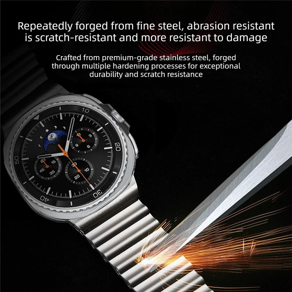 Magnetic Strap for Samsung Galaxy Watch8 44mm / 40mm / Watch8 Classic 46mm Ocean Wave Stainless Steel Watch Band - Grey - 3