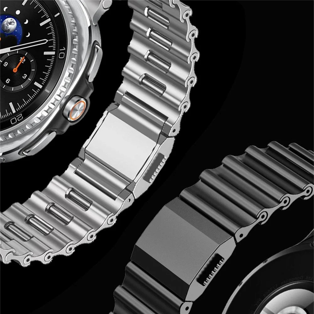 Magnetic Strap for Samsung Galaxy Watch8 44mm / 40mm / Watch8 Classic 46mm Ocean Wave Stainless Steel Watch Band - Grey - 6