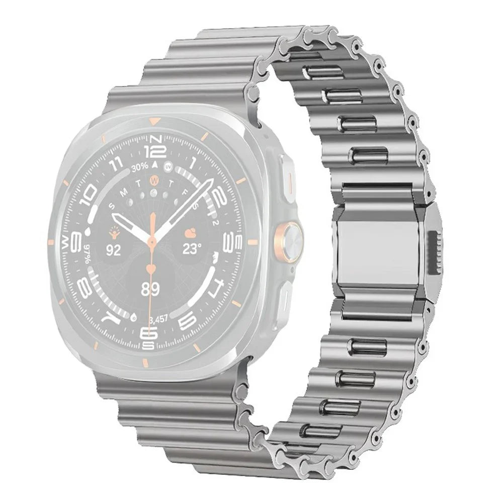 Magnetic Strap for Samsung Galaxy Watch Ultra2 47mm / Watch Ultra (2025) 47mm / Watch Ultra 47mm Ocean Wave Stainless Steel Watch Band - Grey - 1