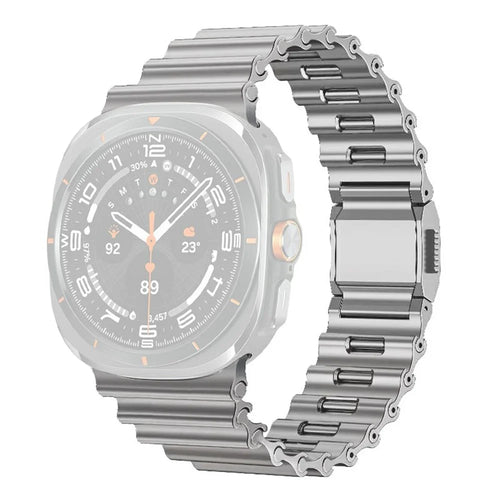 Magnetic Strap for Samsung Galaxy Watch Ultra2 47mm / Watch Ultra (2025) 47mm / Watch Ultra 47mm Ocean Wave Stainless Steel Watch Band - Grey - 1