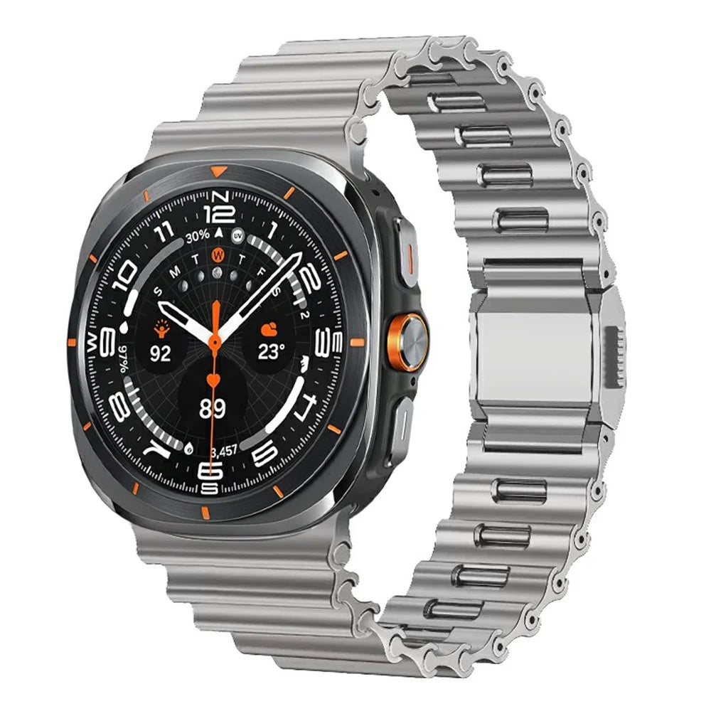 Magnetic Strap for Samsung Galaxy Watch Ultra2 47mm / Watch Ultra (2025) 47mm / Watch Ultra 47mm Ocean Wave Stainless Steel Watch Band - Grey - 2