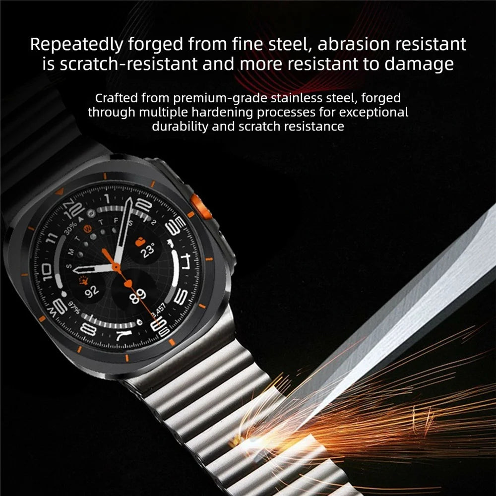 Magnetic Strap for Samsung Galaxy Watch Ultra2 47mm / Watch Ultra (2025) 47mm / Watch Ultra 47mm Ocean Wave Stainless Steel Watch Band - Grey - 3