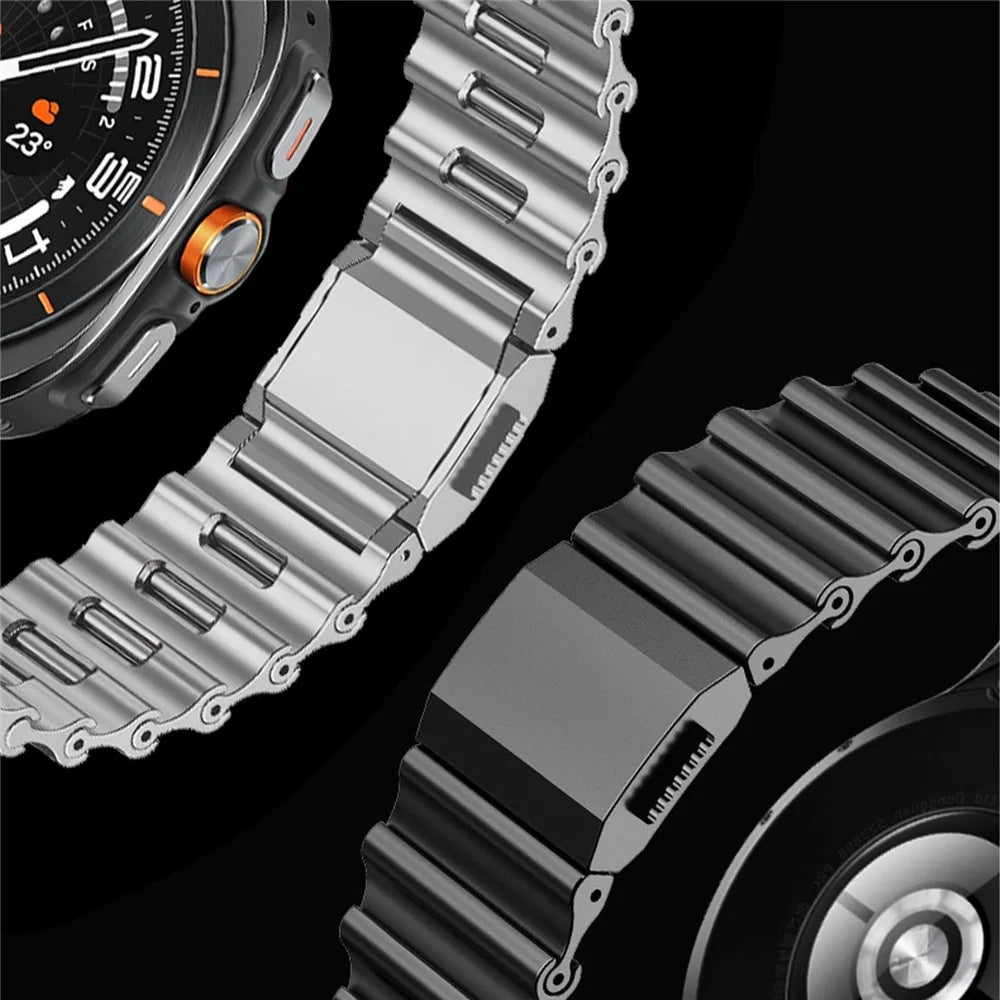 Magnetic Strap for Samsung Galaxy Watch Ultra2 47mm / Watch Ultra (2025) 47mm / Watch Ultra 47mm Ocean Wave Stainless Steel Watch Band - Grey - 6