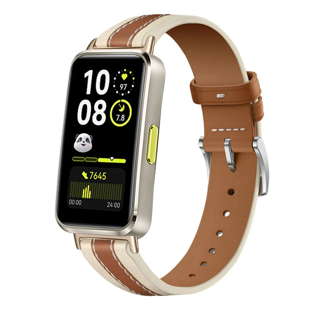 Watch Strap for Huawei Band 10  /  9  /  8 Genuine Cow Leather Replacement Watchband - Brown - 3