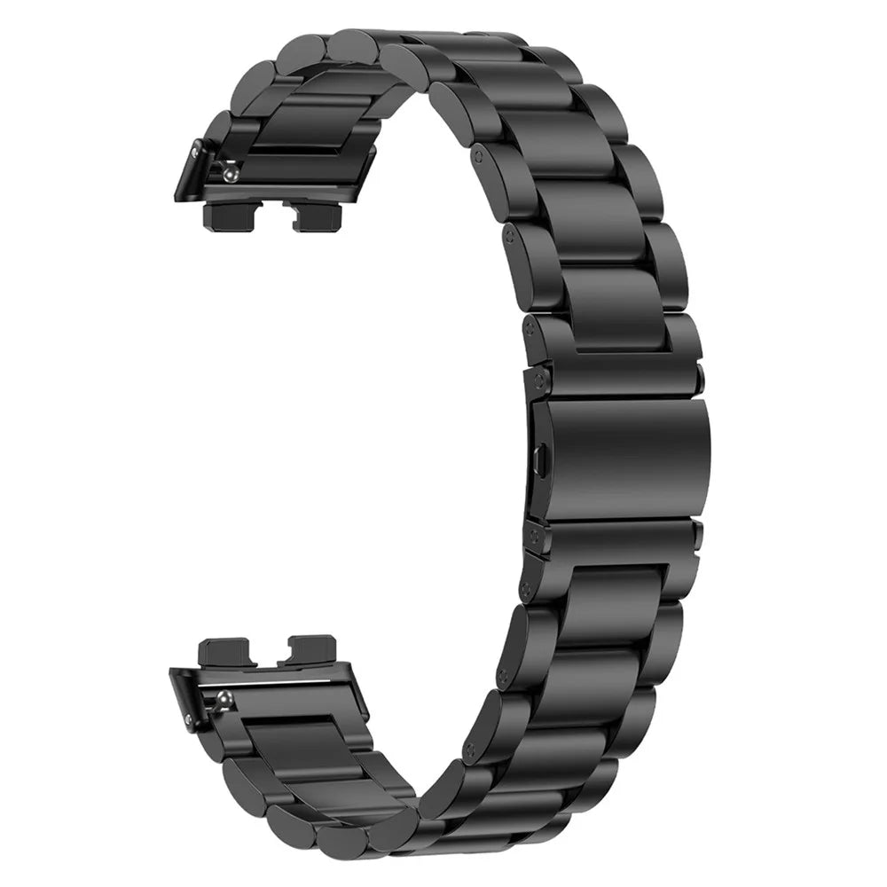 Stainless Steel Strap for Huawei Band 11 / 11 Pro / 11 NFC / 11 Pro NFC Three-Bead Metal Watch Band - Black - 1