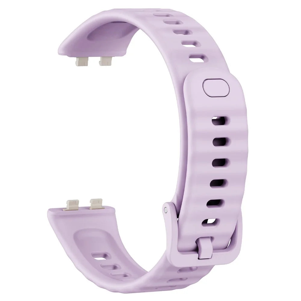 Concave Silicone Strap for Huawei Band 11 / 11 Pro / 11 NFC / 11 Pro NFC Quick Release Sports Watch Band - Light Purple - 1