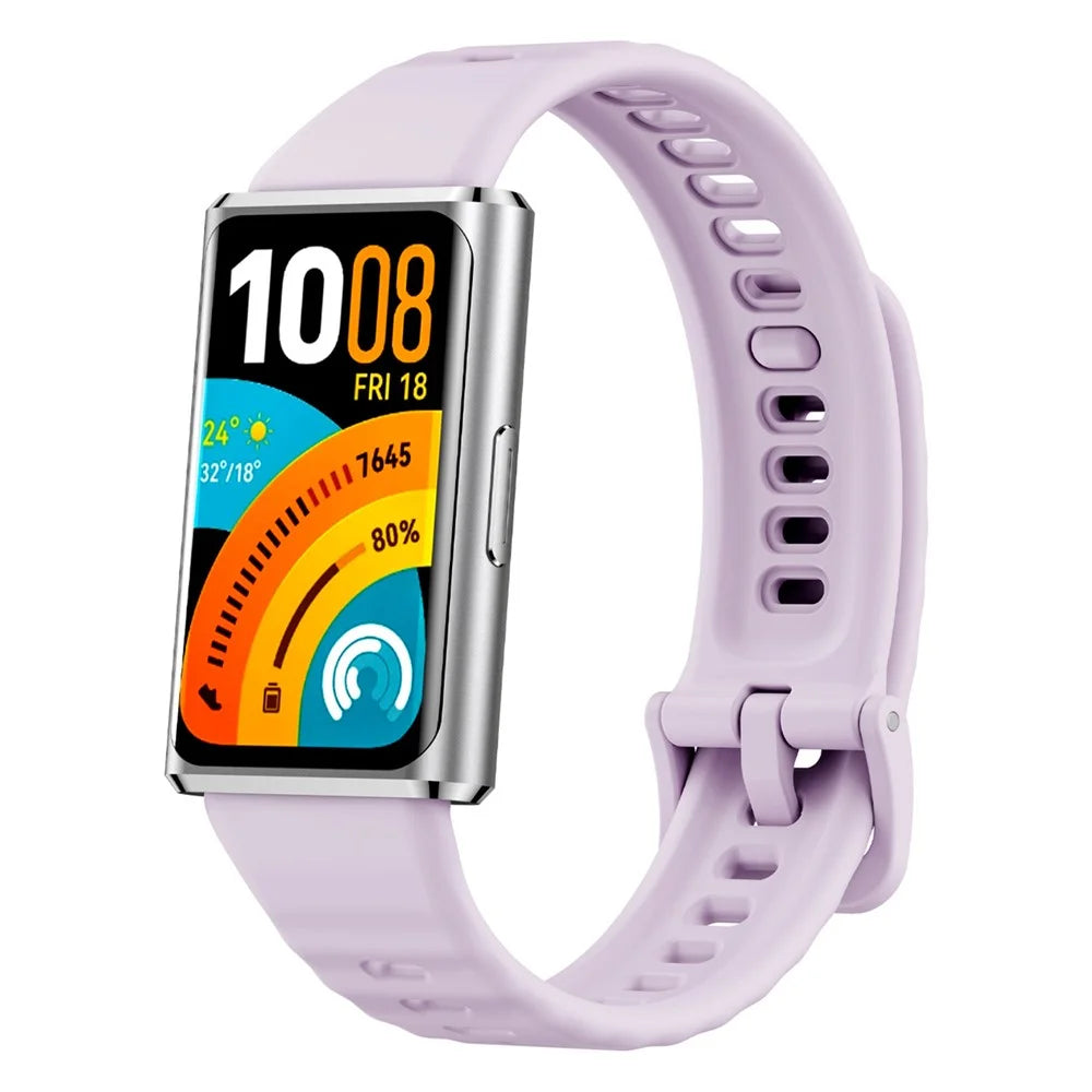 Concave Silicone Strap for Huawei Band 11 / 11 Pro / 11 NFC / 11 Pro NFC Quick Release Sports Watch Band - Light Purple - 2