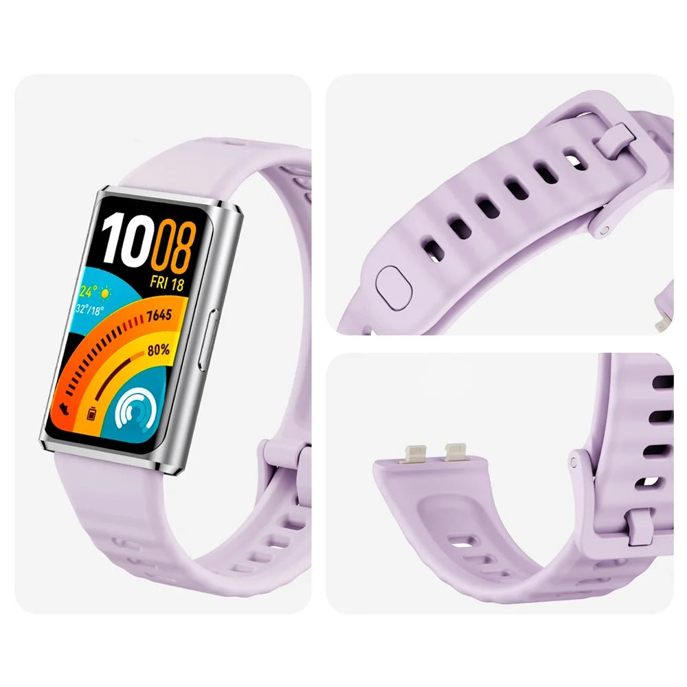 Concave Silicone Strap for Huawei Band 11 / 11 Pro / 11 NFC / 11 Pro NFC Quick Release Sports Watch Band - Light Purple - 3