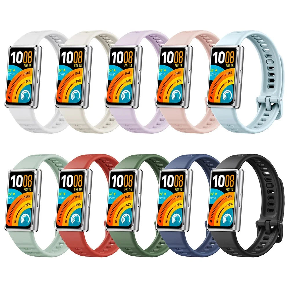 Concave Silicone Strap for Huawei Band 11 / 11 Pro / 11 NFC / 11 Pro NFC Quick Release Sports Watch Band - Light Purple - 6