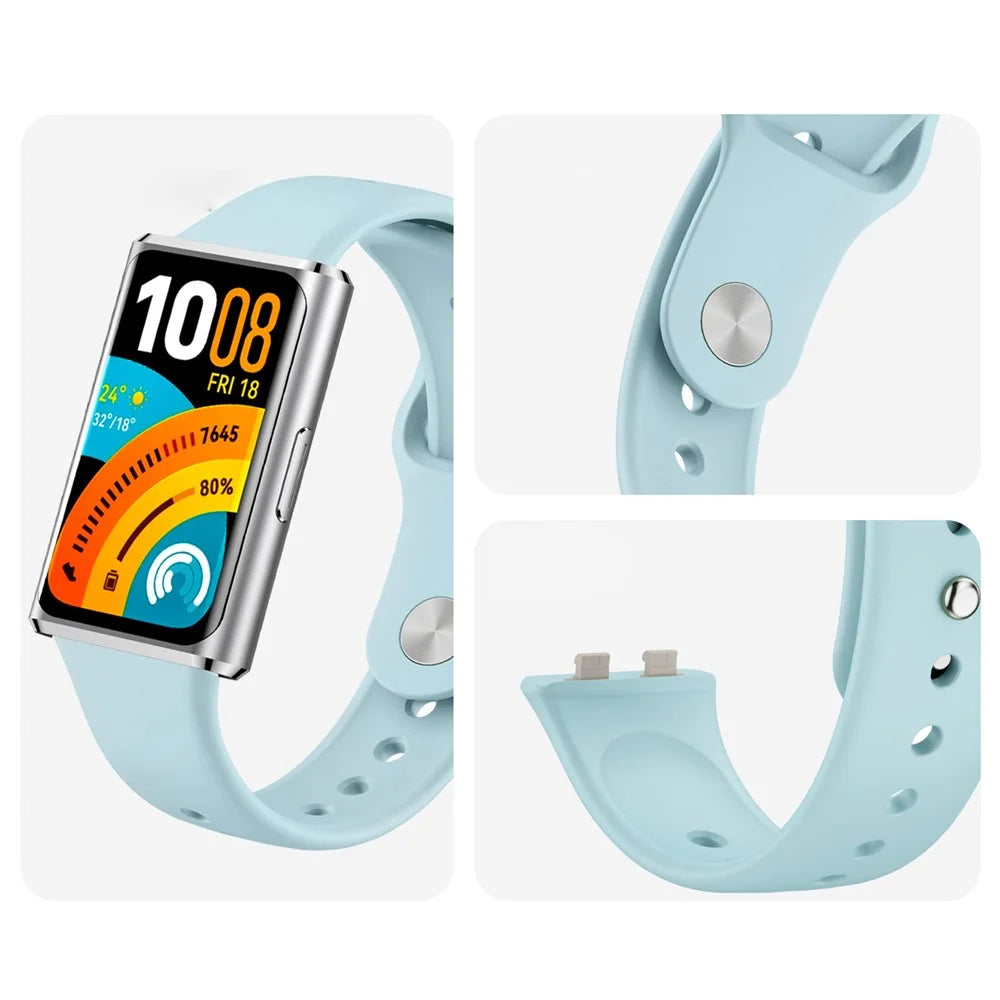 Silicone Strap for Huawei Band 11 / 11 Pro / 11 NFC / 11 Pro NFC Glossy Sports Watch Band - Blue - 4