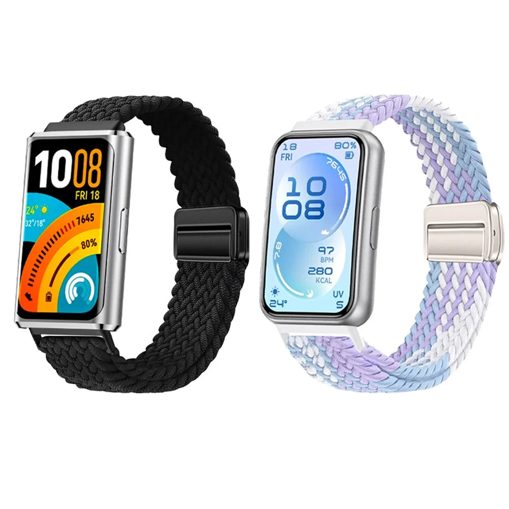 Elastic Woven Nylon Strap for Huawei Band 11  /  11 Pro Watch Band Adjustable with Magnetic Clasp - Mint Green - 4