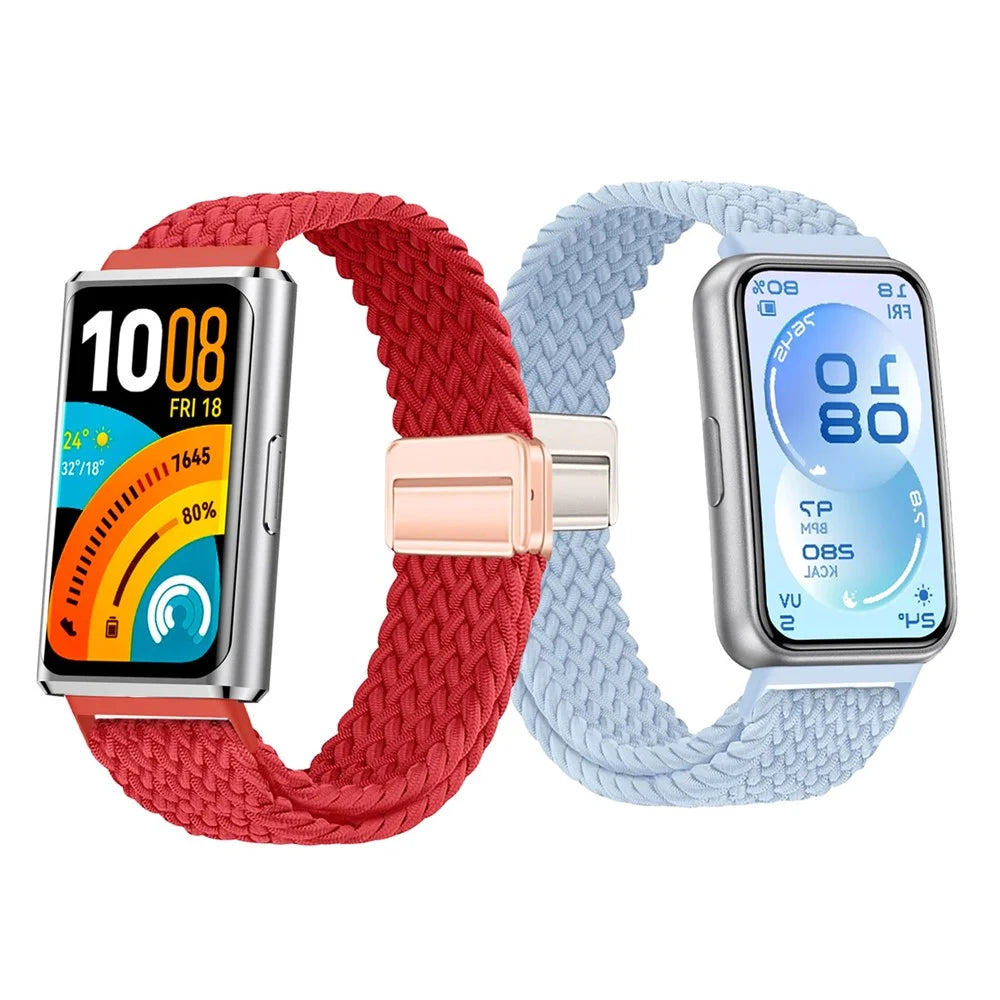 Elastic Woven Nylon Strap for Huawei Band 11  /  11 Pro Watch Band Adjustable with Magnetic Clasp - Mint Green - 5