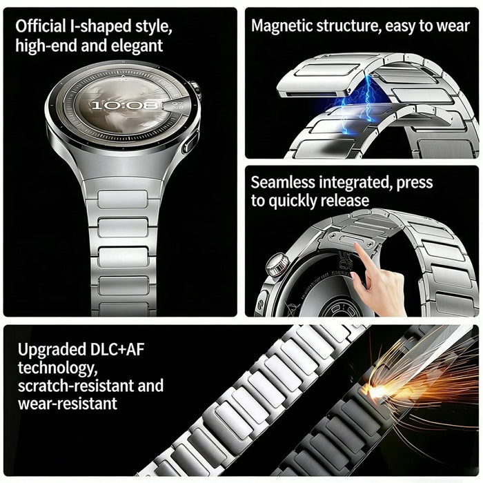 For Huawei Watch 5 46mm Stainless Steel Band I-Shaped Quick Release Magnetic Watch Strap - Steel Color - 3