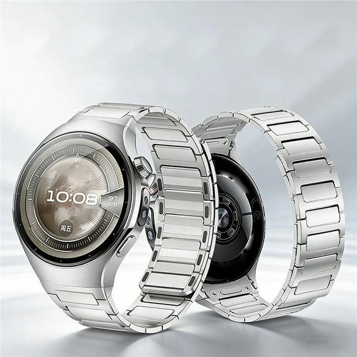 For Huawei Watch 5 46mm Stainless Steel Band I-Shaped Quick Release Magnetic Watch Strap - Steel Color - 6