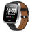 Leather Watch Band for Fitbit Versa 4  /  Sense 2 Wristband Replacement with Stitching - Black - 2