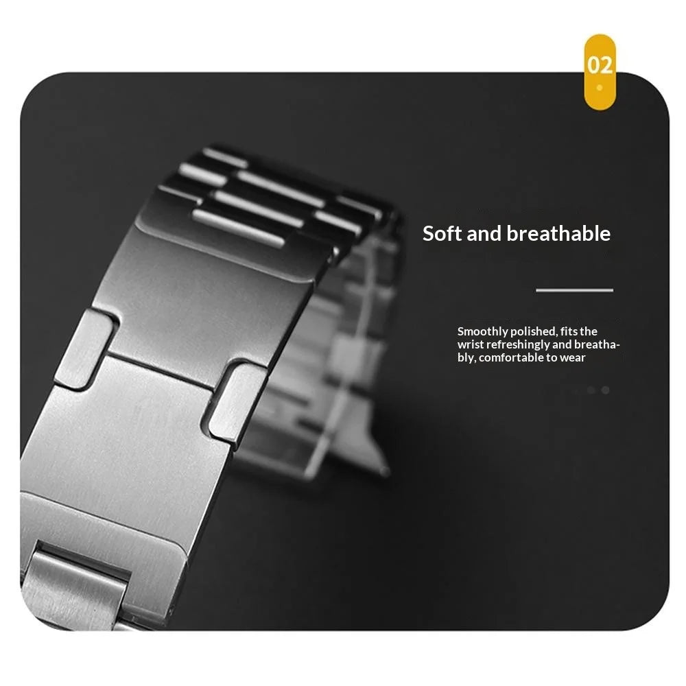 3 Beads Stainless Steel Strap for Apple Watch Ultra 3 2 1 49mm  /  Series 11 10 46mm  /  9 8 7 45mm  /  SE3 SE2 SE 6 5 4 44mm  /  3 2 1 42mm Metal Band with Turtle Back Buckle - Silver - 3