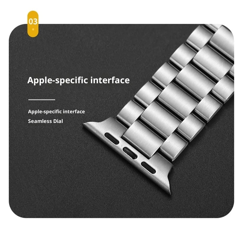 3 Beads Stainless Steel Strap for Apple Watch Ultra 3 2 1 49mm  /  Series 11 10 46mm  /  9 8 7 45mm  /  SE3 SE2 SE 6 5 4 44mm  /  3 2 1 42mm Metal Band with Turtle Back Buckle - Silver - 4